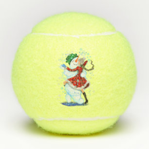 Balles De Tennis Christmas Tennis Balls Snowman and Girl Dance
