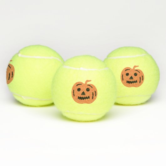 Balles De Tennis Citrouille d'Halloween Jack-O-Lantern orange (Multiple)