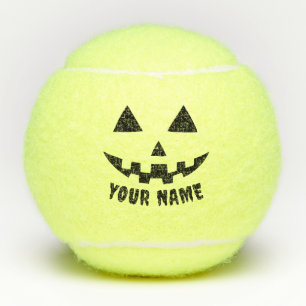 Balles De Tennis Citrouille personnalisé Halloween Nom noir et blan