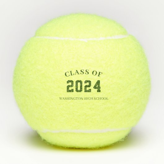 Balles De Tennis Classe avec nom de l'école Vert (Devant)