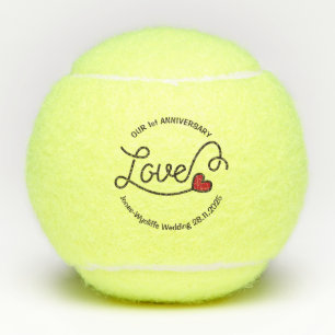 Balles De Tennis Coeur moderne de rouge d'art de typographie