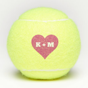Balles De Tennis Coeur rose mignon Romantique Monogramme Couple Ini