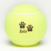 Balles De Tennis Coeurs rouges Empreintes de pattes (Dos)