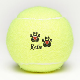 Balles De Tennis Coeurs rouges Empreintes de pattes