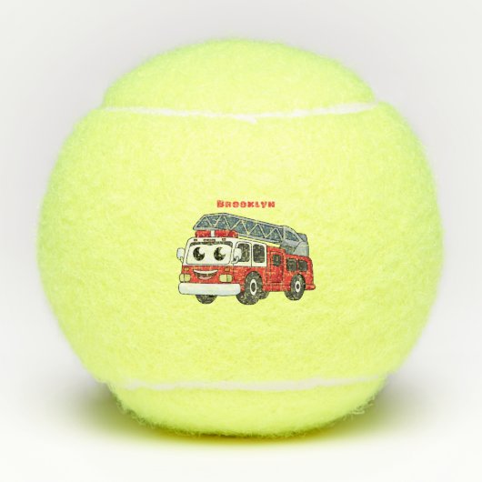Balles De Tennis Cute happy fire engine cartoon (Devant)