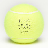 Balles De Tennis Cute Kawaii Kitten Visage de chat avec nez de coeu (Dos)
