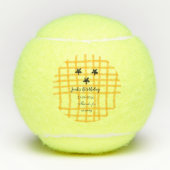 Balles De Tennis damier noir jaune ajouter le nom de la date d'anni (Devant)