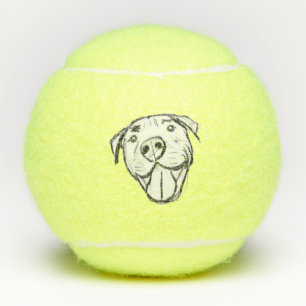 Balles De Tennis dessin pitbull simple amoureux des chiens noir bla
