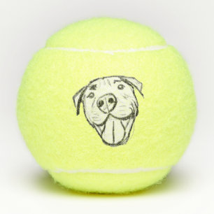 Balles De Tennis dessin pitbull simple amoureux des chiens noir bla