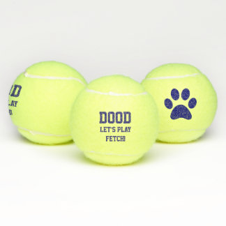 Balles De Tennis "Dood Let's Play Fetch" Pet Chien Toy Toy Bleu