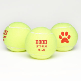 Balles De Tennis "Dood Let's Play Fetch" Pet Chien Toy Toy Rouge