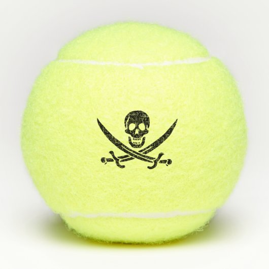 Balles De Tennis Drapeau de pirate Crâne croisé épées (Devant)
