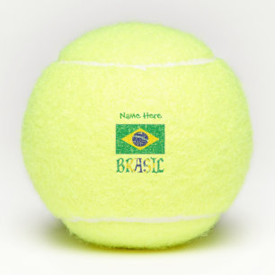 Balles De Tennis Drapeau du Brésil Brasil Personalisé Vert 