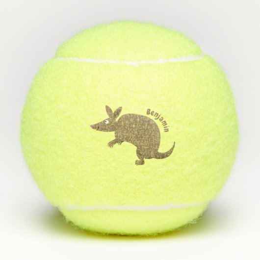 Balles De Tennis Drôle armadillo joyeux dessin animé (Devant)