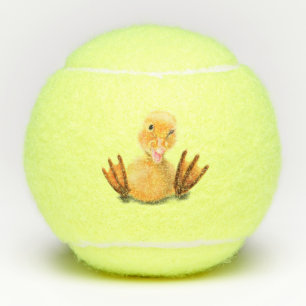 Balles De Tennis Drôle Canard Joué Wink Joyeux Smile Cartoon
