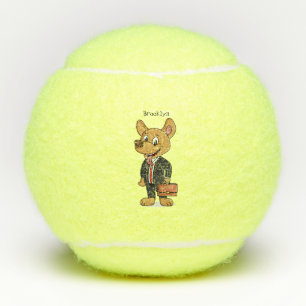 Balles De Tennis Drôle chien en costume d'entreprise dessin animé