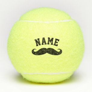 Balles De Tennis Drôle de moustache noire nom personnalisé imprim