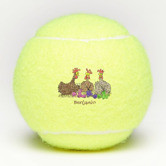 Balles De Tennis Drôle dessin animé de poulets de tricot (Devant)