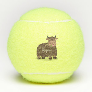 Balles De Tennis Drôle joyeux yak mangeant de l'herbe dessin d'illu