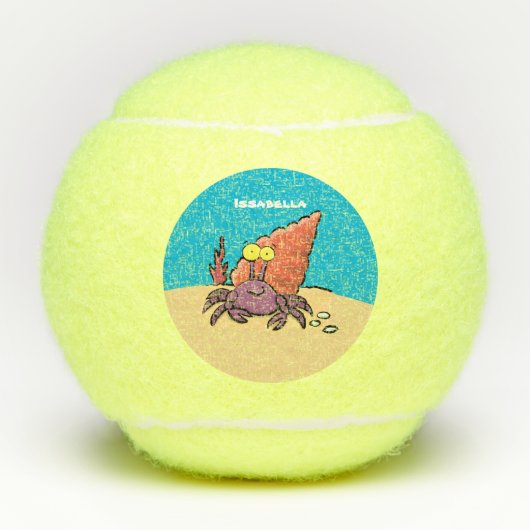 Balles De Tennis Drôle mignon caricature pourpre crabe ermite (Devant)