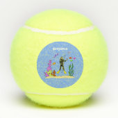 Balles De Tennis Drôle plongeur et poisson mer créatures dessin ani (Dos)