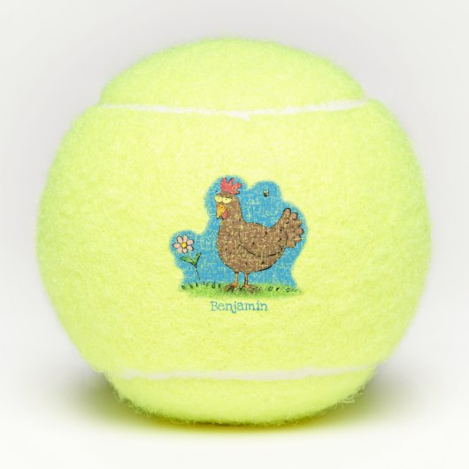 Balles De Tennis Drôle poulet rustique whimsical dessin animé (Devant)
