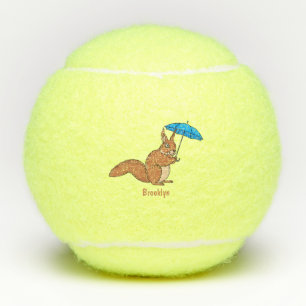 Balles De Tennis Écureuil rouge mignon avec dessin animé parapluie