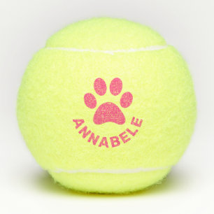 Balles De Tennis Empreinte de patte personnalisé rose Nom de l'anim