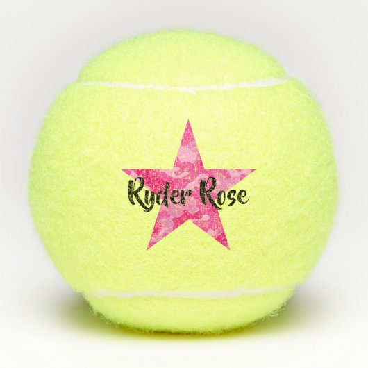 Balles De Tennis Étoile rose de camouflage avec le nom (Devant)