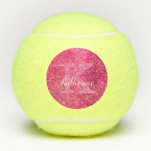 Balles De Tennis Fille Rose Chaud Cute Diamond Étincelle Monogramm