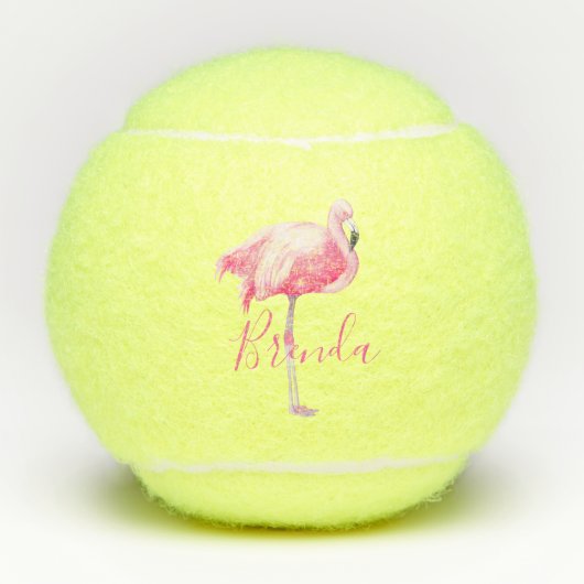 Balles De Tennis Flamant rose rose monogramme (Devant)