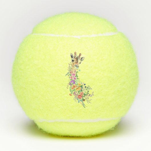 Balles De Tennis Fleurs colorées Bouquet Giraffe - Dessin Moderne (Devant)