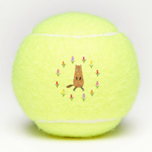 Balles De Tennis Fleurs de marmotte et de tulipe mignonnes