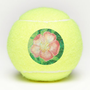 Balles De Tennis Fleurs Roses roses et Feuilles verts illustrations