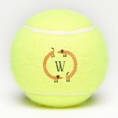 Balles De Tennis Funny Dachshund Saucisse Chien Monogramme (Dos)