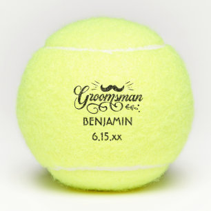 Balles De Tennis Garçon d'honneur Moustache Mariage Nom Date