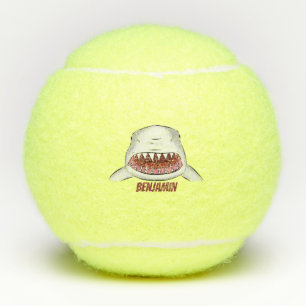 Balles De Tennis Grand requin blanc moyen dessin animé