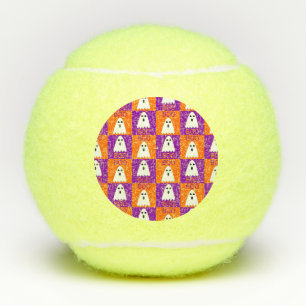 Balles De Tennis Halloween Boo Ghost Purple et Carrés orange