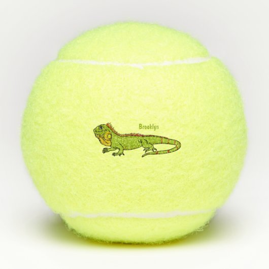 Balles De Tennis Happy green iguana cartoon (Devant)
