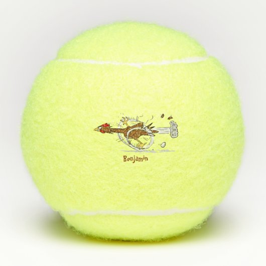 Balles De Tennis Illustration amusante de poulet cool (Devant)