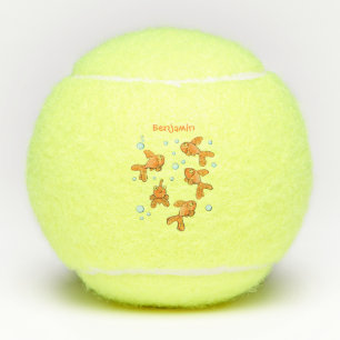 Balles De Tennis Illustration de caricature de poisson rouge orange