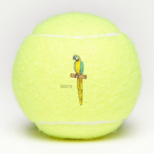 Balles De Tennis Illustration de dessin animé d'un ara bleu et jaun