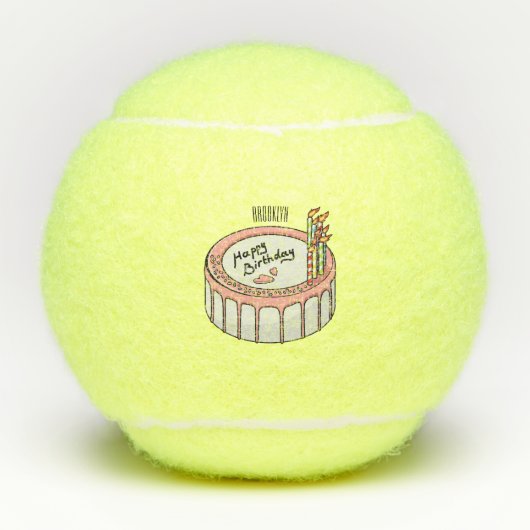 Balles De Tennis Illustration de gâteau d'anniversaire (Devant)