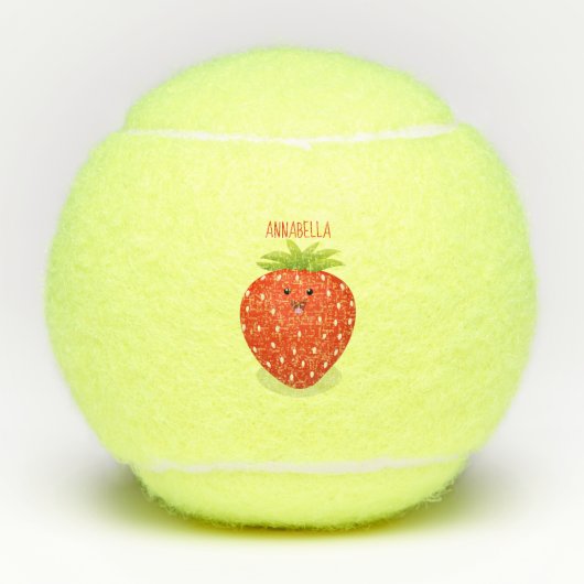 Balles De Tennis Illustration de la fraise Cute kawaii (Devant)