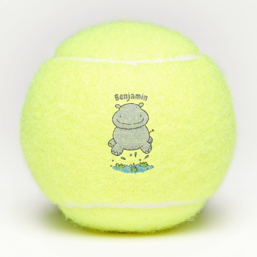 Balles De Tennis Illustration de saut en hippo mignon (Devant)