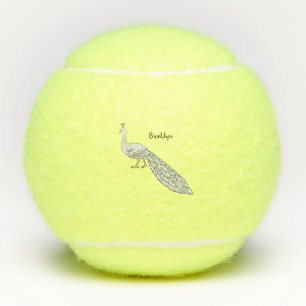 Balles De Tennis Illustration d'oiseau de paon blanc
