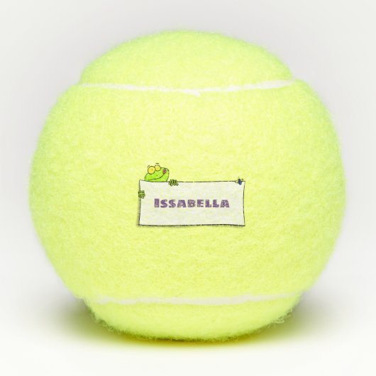 Balles De Tennis Illustration du panneau de grenouille verte mignon (Devant)