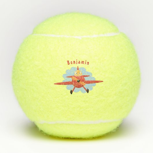 Balles De Tennis Illustration d'un avion rouge volant mignon (Devant)