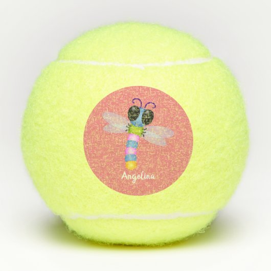 Balles De Tennis Illustration d'une libellule bleu et rose (Devant)