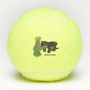 Balles De Tennis Image de dessin animé de chat en panthère noire ja
